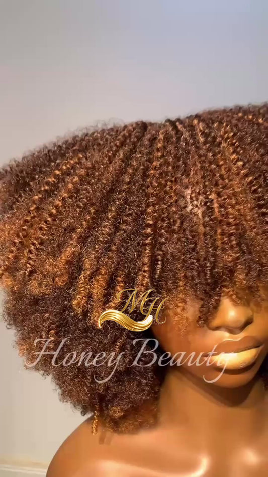 1B/Honey Brown Glueless Afro Wig - 400g, 20inches